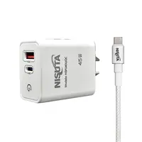 Cargador 45W Usb-C Pd + Usb-A Qc Carga Rapida Nisuta con Cable USB-C Cargador 45W Usb-C Pd + Usb-A Qc Carga Rapida Nisuta con Cable USB-C