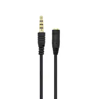 Cable Miniplug 3,5 4 Polos Macho-Hembra 1M Nisuta Negro