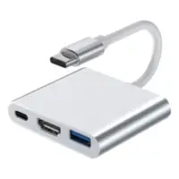 Adaptador Conversor Usb C Macho / Hdmi + 1xUSB-A + 1xUSB-C PD Adaptador Conversor Usb C Macho / Hdmi + 1xUSB-A + 1xUSB-C PD