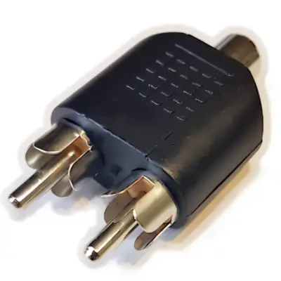 Vista lateral de Adaptador Rca Hembra A 2 X Rca Macho