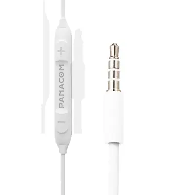Vista lateral de Auricular C/Mic P/Celular Panacom EAC14020 Intrauditivo Miniplug 3,5 mm Blanco