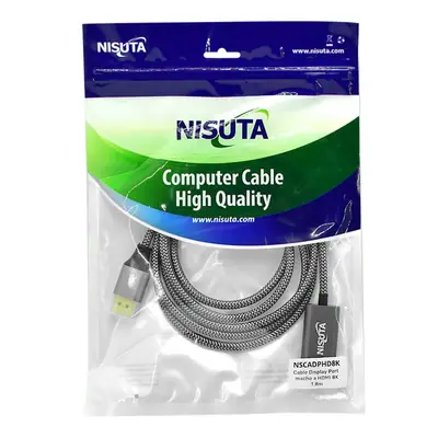 Vista lateral de Cable Displayport Macho - Hdmi Macho 1,8 Mts 8K V1.4 240Hz