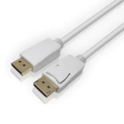 Vista lateral de Cable Displayport Macho-Macho 5 Mts 1.2V 4K Blanco