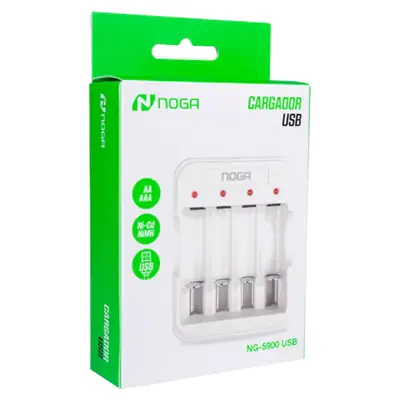 Detalles accesorios de Cargador Para 4 Pilas Aa Aaa Noga NG-5900 USB