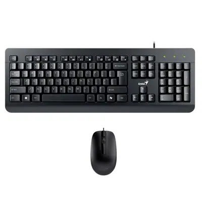Vista lateral de Teclado + Mouse Usb Genius Km-160 Espanol Negro