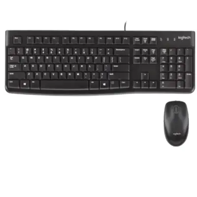 Vista lateral de Teclado + Mouse Usb Logitech Mk120 Espanol Negro