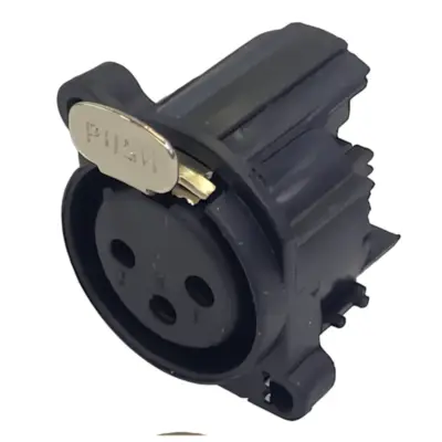 Ficha Canon 3 Pines Hembra Chasis Con Traba Negro P/ Pcb