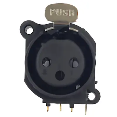 Detalles accesorios de Ficha Canon 3 Pines Hembra Chasis Con Traba Negro P/ Pcb