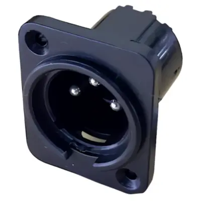 Ficha Canon 3 Pines Macho Chasis Cuadrado Negro