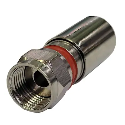Conector F Crimpeable Compresion Para Cable Rg59 Aro Rojo