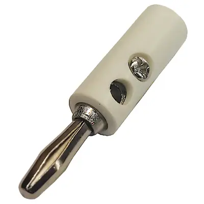 Ficha Banana Plug Macho Con Tornillo Blanco