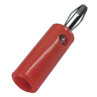 Vista lateral de Ficha Banana Plug Macho Con Tornillo Rojo