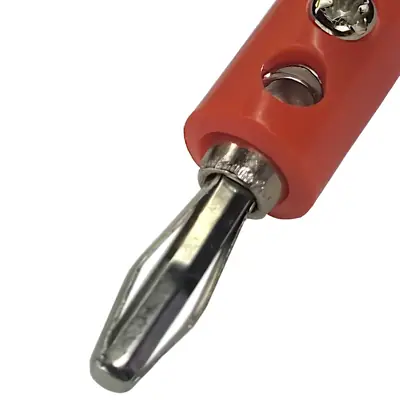 Detalles accesorios de Ficha Banana Plug Macho Con Tornillo Rojo