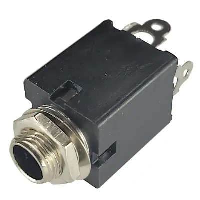 Conector Ficha Estereo Jack 6,5 Hembra Plastico Chasis C/Corte Rosca