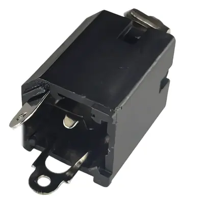 Vista lateral de Conector Ficha Mono Jack 6,5 Hembra Plastico Chasis S/Corte Rosca