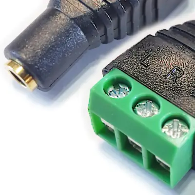 Detalles accesorios de Conector Ficha Miniplug 3,5 Jack Hembra Estereo A Bornera