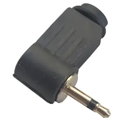 Conector Ficha Miniplug 2,5 Macho Mono Plastico 90 Grados Negro