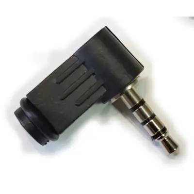 Conector Ficha Miniplug 3,5 4 Polos Macho Plastico Negro 90 Grados