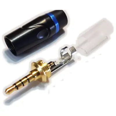 Vista lateral de Conector Ficha Miniplug 3,5 4 Polos Macho Metal Hq Negro