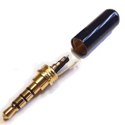 Vista lateral de Conector Ficha Miniplug 3,5 4 Polos Macho Cuerpo Compacto 7Mm Diam Negro