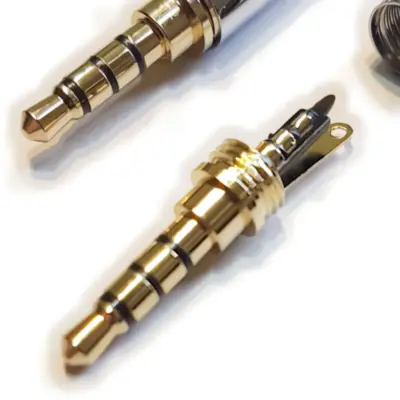 Detalles accesorios de Conector Ficha Miniplug 3,5 4 Polos Macho Cuerpo Compacto 7Mm Diam Plata