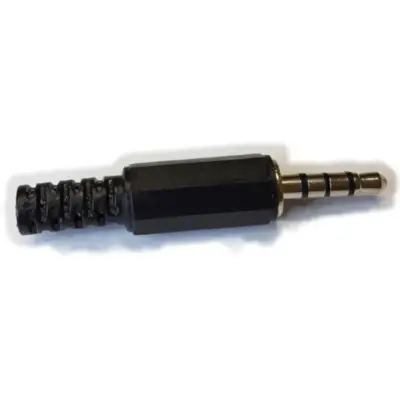 Conector Ficha Miniplug 3,5 4 Polos Macho Plastico Negro Recta