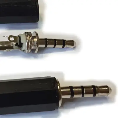 Detalles accesorios de Conector Ficha Miniplug 3,5 4 Polos Macho Plastico Negro Recta