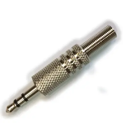 Conector Ficha Miniplug 3,5 Macho Estereo Metal Plata