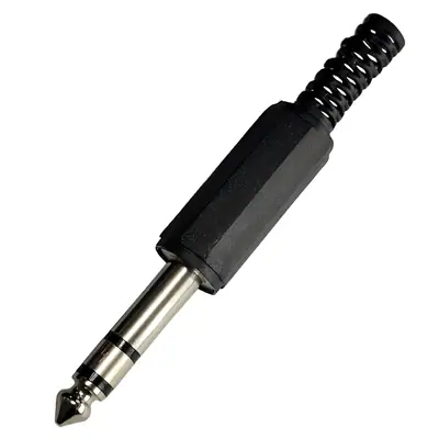 Conector Ficha Estereo Plug 6,5 Macho Plastico Negro