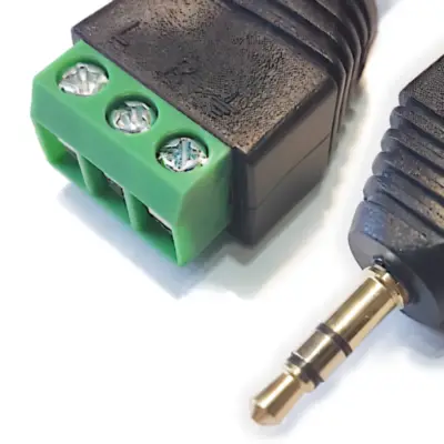 Detalles accesorios de Conector Ficha Miniplug 3,5 Macho Estereo A Bornera