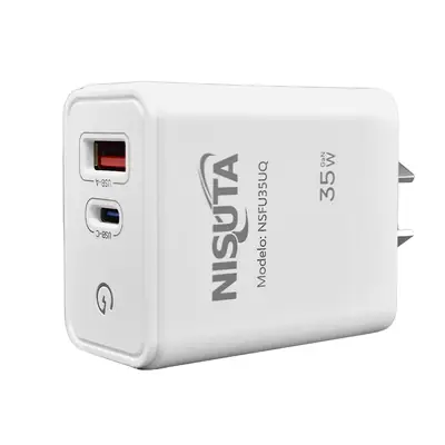 Cargador 35W Usb-C Pd + Usb-A Qc Carga Rapida Nisuta Sin Cable