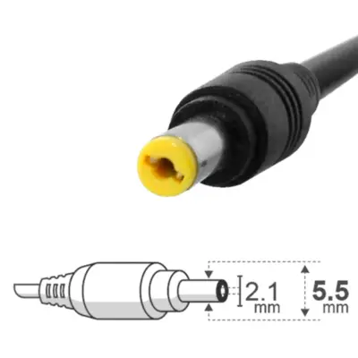 Vista lateral de Fuente 12 V 5 A Belsic 26340 Cargador P/Notebook Ficha 5,5 X 2,1 Mm