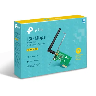 Vista lateral de Placa Red Pci-E Wifi N 150Mbps Tp-Link 1Ant 2Dbi Tl-Wn781Nd