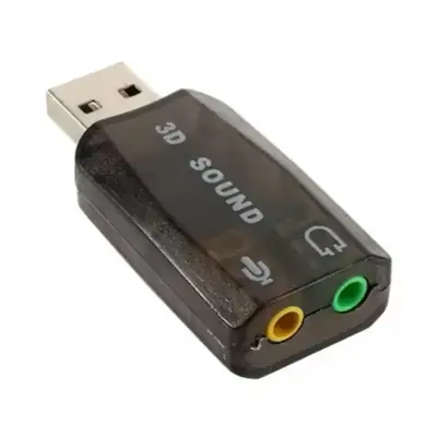 Vista lateral de Placa Sonido Usb Entrada Microfono + Salida Auricular 5.1