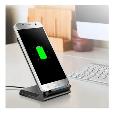 Vista lateral de Soporte Apoya Celular Con Cargador Inalambrico Nisuta NSWICH2