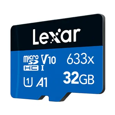 Vista lateral de Memoria micro SD 32GB Lexar CL10 633x SDXC UHS-I c/adaptador