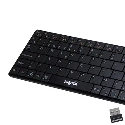 Vista lateral de Teclado Nisuta Inalambrico Nswiktv27 Espanol Con Touchpad