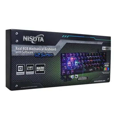 Detalles accesorios de Teclado Gamer Nisuta Mecanico Espanol Nskbgz61 Switch Azul Retroiluminado