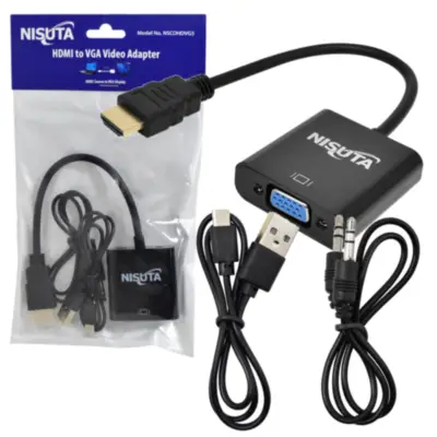 Detalles accesorios de Adaptador Conversor Hdmi Macho / Vga Hembra Nisuta Activo Negro
