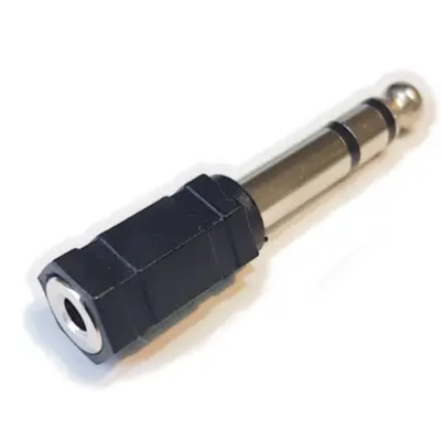 Vista lateral de Adaptador Plug 6,5 Estereo Macho A Jack 3,5 Estereo Hembra