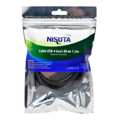 Detalles accesorios de Cable Usb C Macho / C Macho 4.0 (USB-4) Gen3 8K de 1,5m Thunderbolt 4