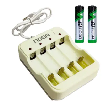 Cargador Para 4 Pilas Aa Aaa Noga NG-5100 USB Incluye 2 Pilas AAA
