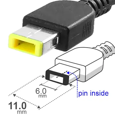 Vista lateral de Fuente 20 V 3,25 A Belsic 24284 Cargador P/Notebook Ficha Rectangular C/Pin Interior