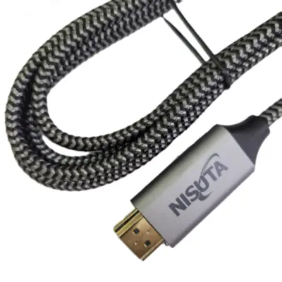 Vista lateral de Adaptador Conversor Usb C Macho / Hdmi Macho 1,8 M Nisuta 4k 60Hz