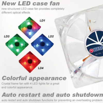 Vista lateral de Fan 80Mm Luz Led Verde 3Pin+Adpt 2000Rpm Ruleman Titan