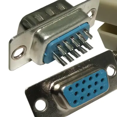 Vista lateral de Ficha Db15 Vga Hembra Para Soldar Con Tapa Plastica