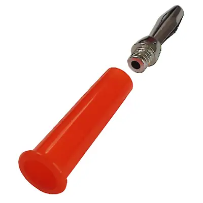 Vista lateral de Ficha Banana Plug Macho Estandar Rojo
