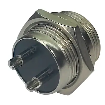 Vista lateral de Ficha Conector Gx16 2 Pines Macho Aviacion A Chasis