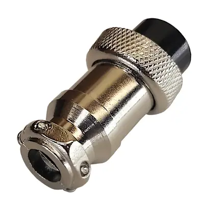 Vista lateral de Ficha Conector Gx16 5 Pines Hembra Aviacion A Cable