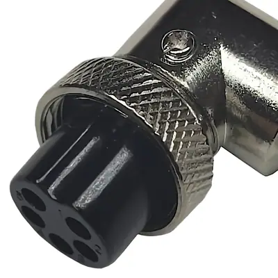 Detalles accesorios de Ficha Conector Gx16 5 Pines Hembra Aviacion A Cable 90 Grados
